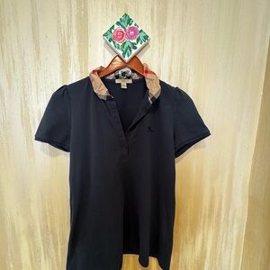 Burberry Black Polo with Signature Check Collar